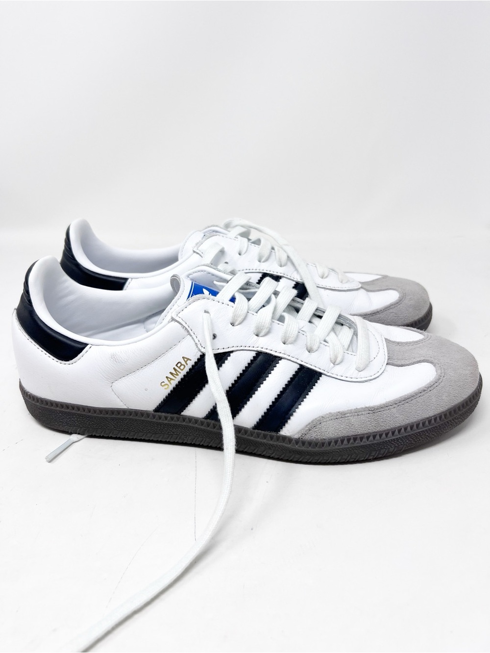ADIDAS SAMBA WHITE BLACK STRIPE CLASSIC LOW TOP SNEAKERS MENS SZ 11